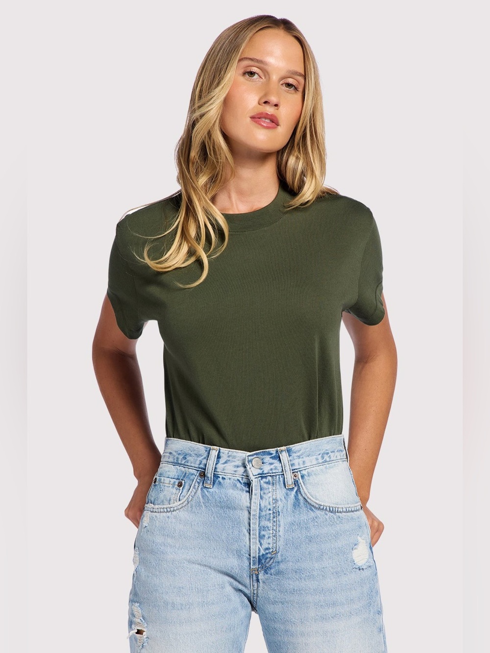 Nuuds Everyday T-Shirt Bodysuit in Darkest Olive Size M